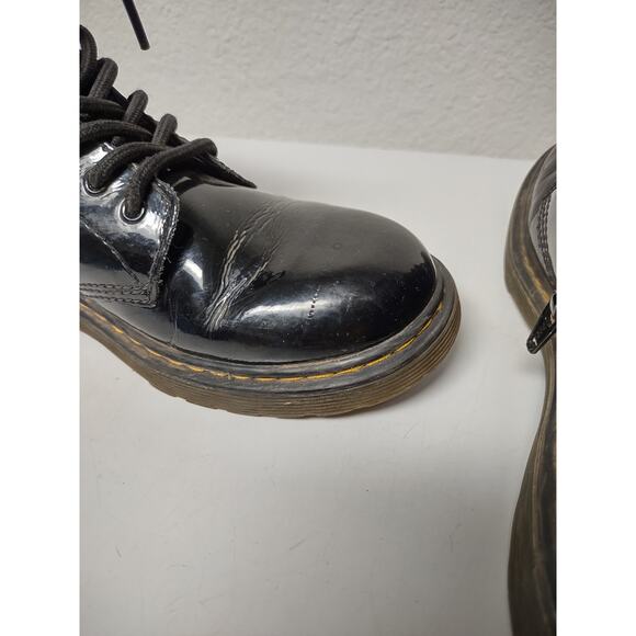 Doc Martens Air Wair patent leather black combat style boots wmn's size 5 mn's 4 - Picture 8 of 16